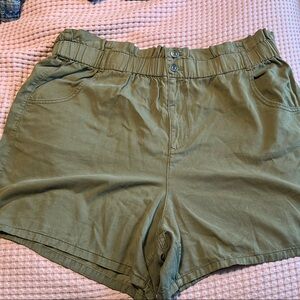 Wonderly Olive Green Women's Paperbag Shorts